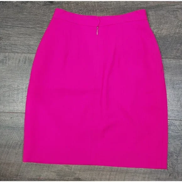 Evan Picone Petite Pink Fuchsia Megenta Skirt Size 2 Wool Vintage 1980s Lined - Picture 8 of 9